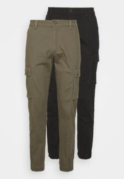 Pier One 2 Pack - Cargobroek - Olive/Black -Pier One Goedkope Winkel 07d111b72b7b4304bcd405fc18ad6beb