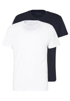 Pier One 2 Pack - T-Shirt Basic - White/Dark Blue