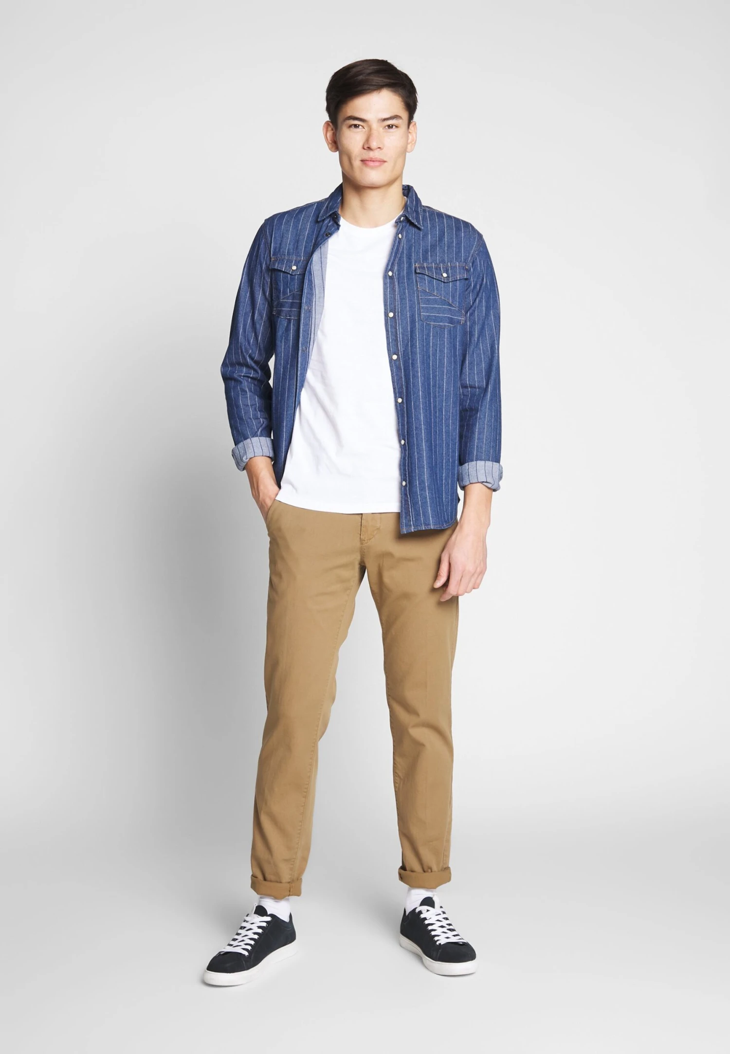 Pier One 2 Pack - T-Shirt Basic - White/Dark Blue - Afbeelding 2